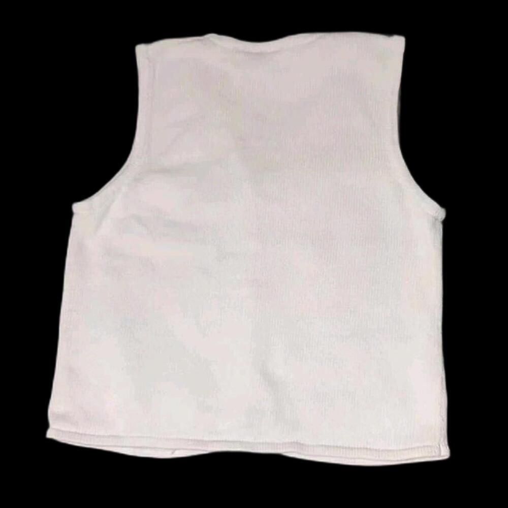 Bird Embroidered Knitted Sweater Vest Womens Size Petite Medium White Birds And - Picture 10 of 10